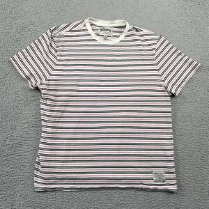 The Stronghold T-Shirt Mens 2XL White Pink Striped Short Sleeve Tee Cotton